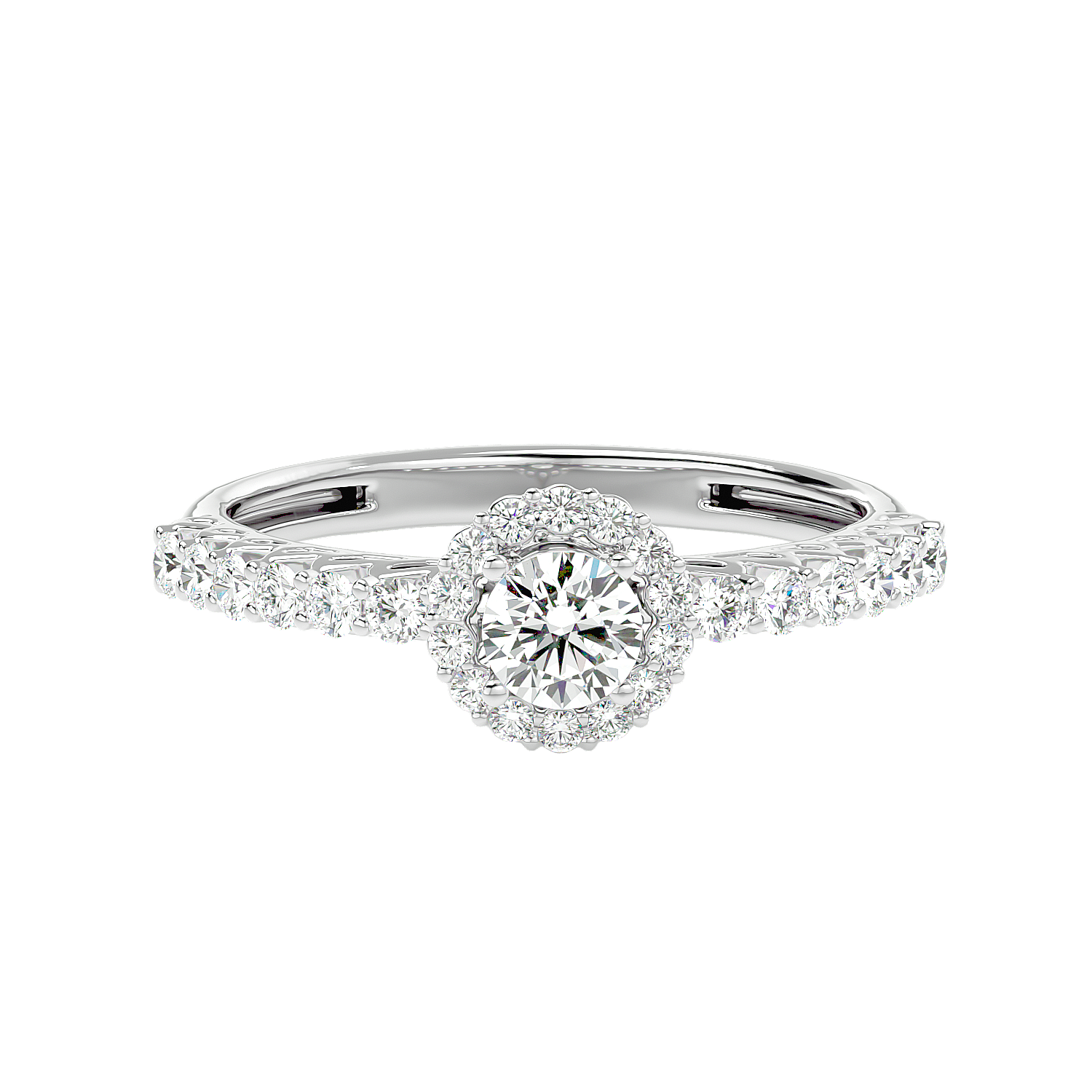 Classic Halo Pave Diamond Ring