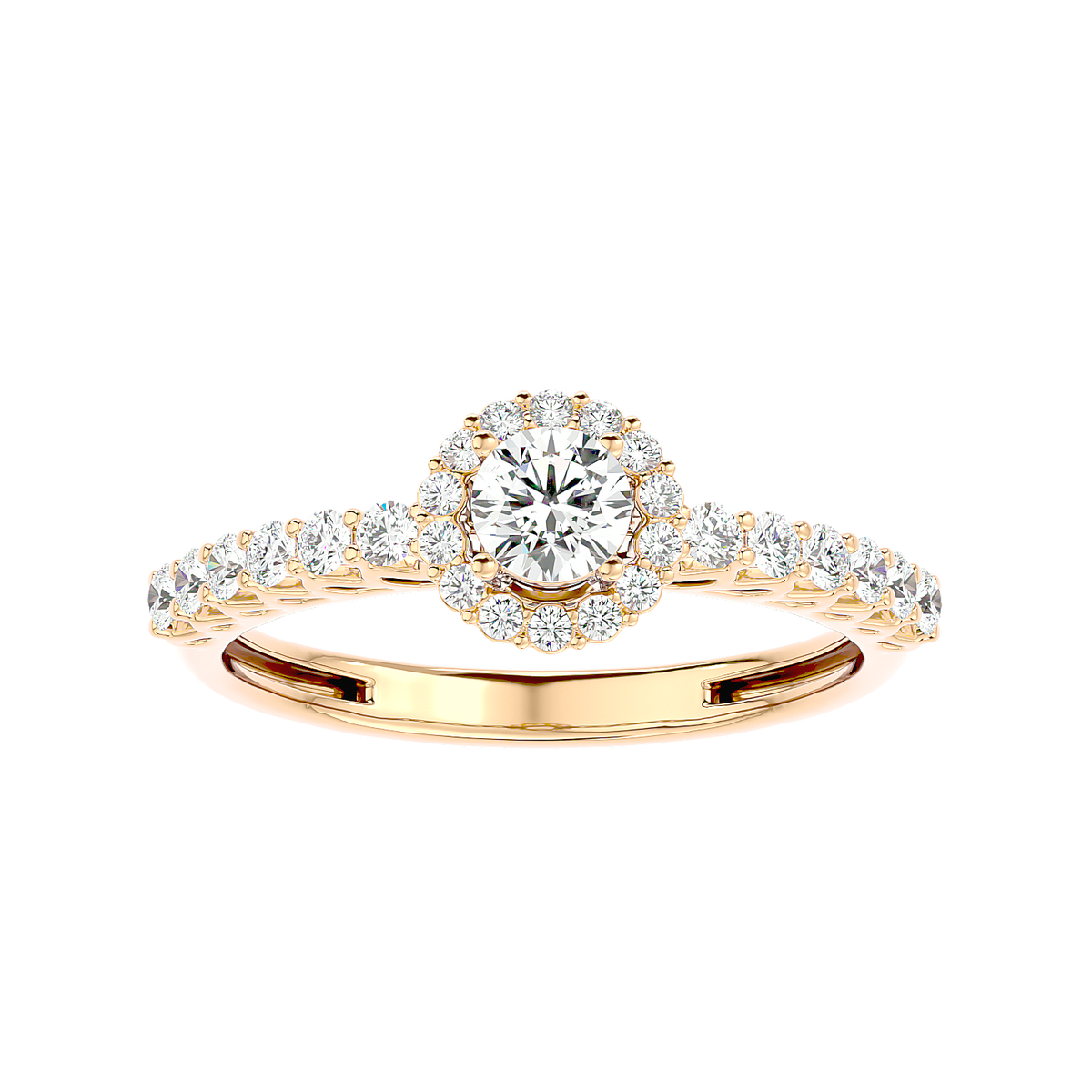 Classic Halo Pave Diamond Ring