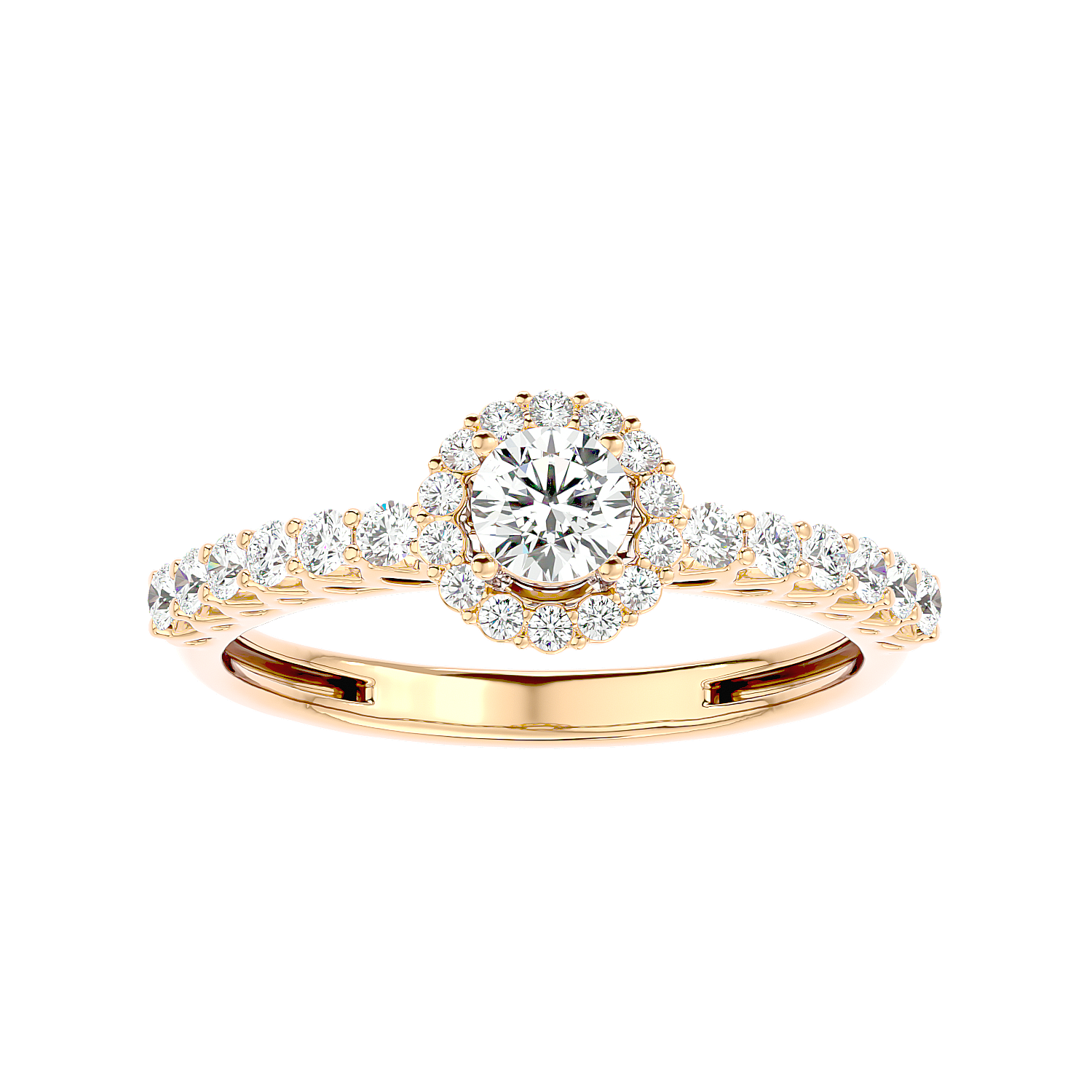 Classic Halo Pave Diamond Ring