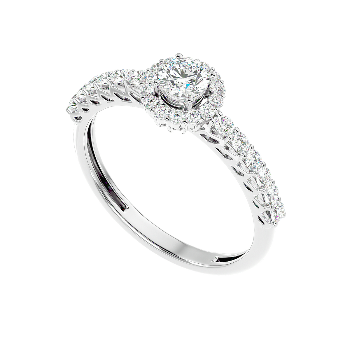 Classic Halo Pave Diamond Ring