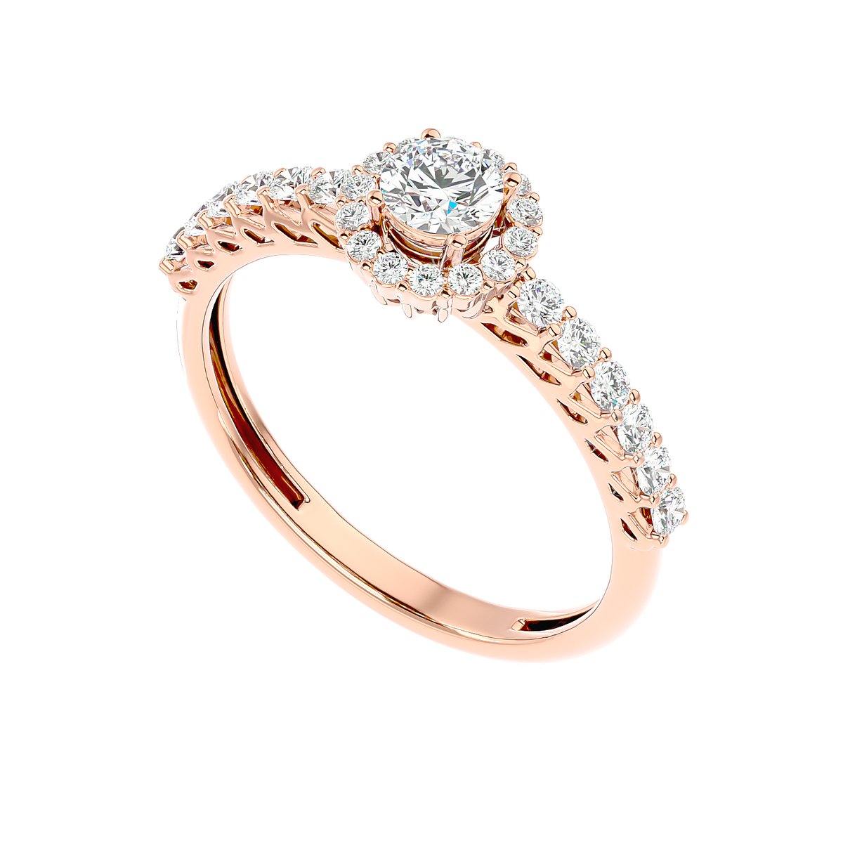Classic Halo Pave Diamond Ring