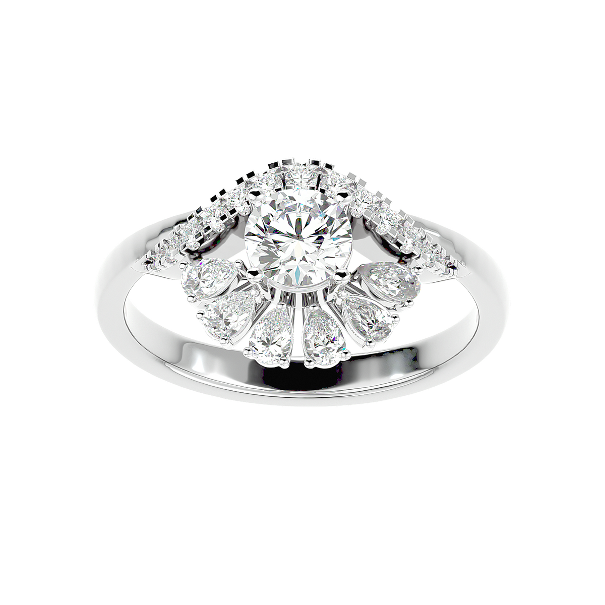 Floral Petal Diamond Ring