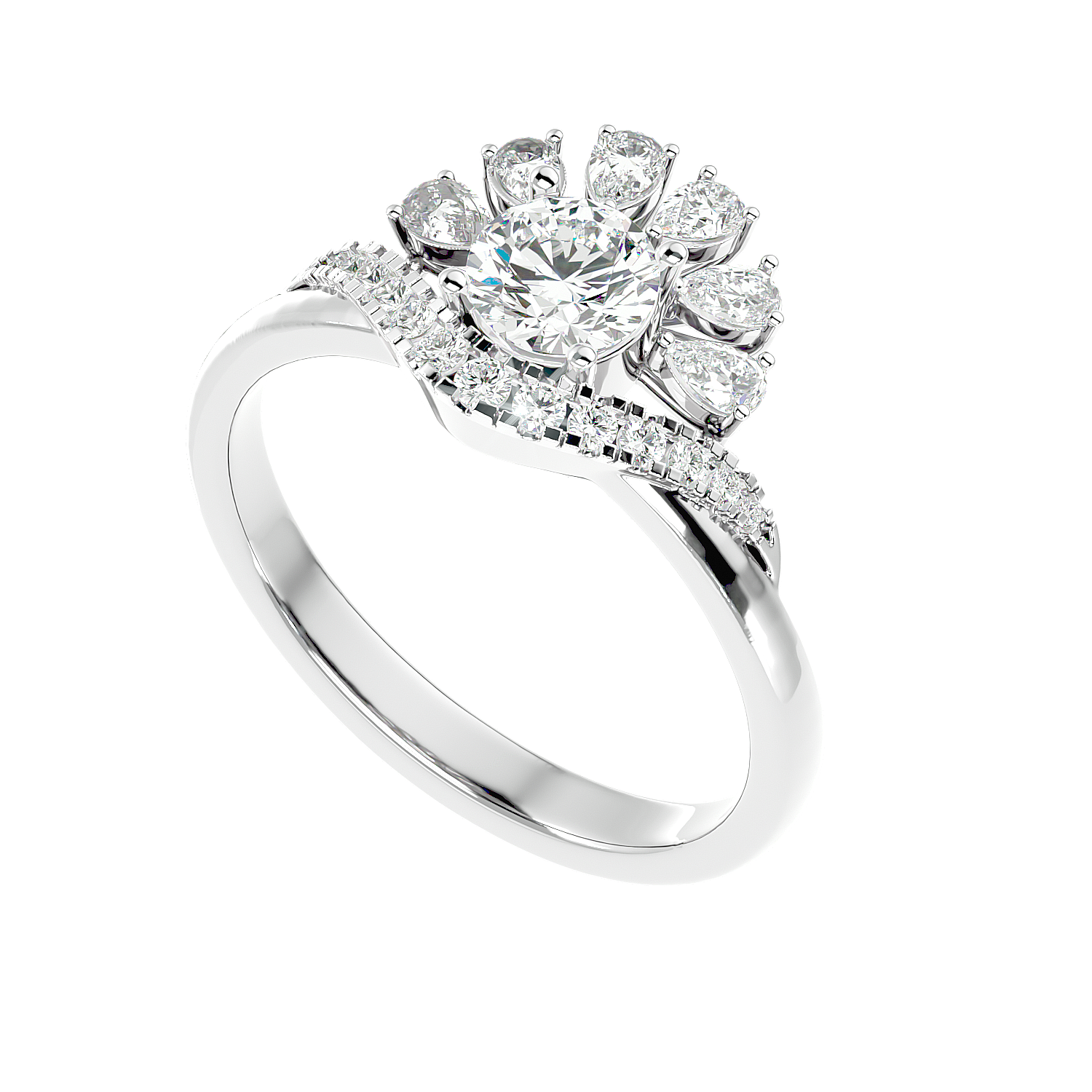 Floral Petal Diamond Ring