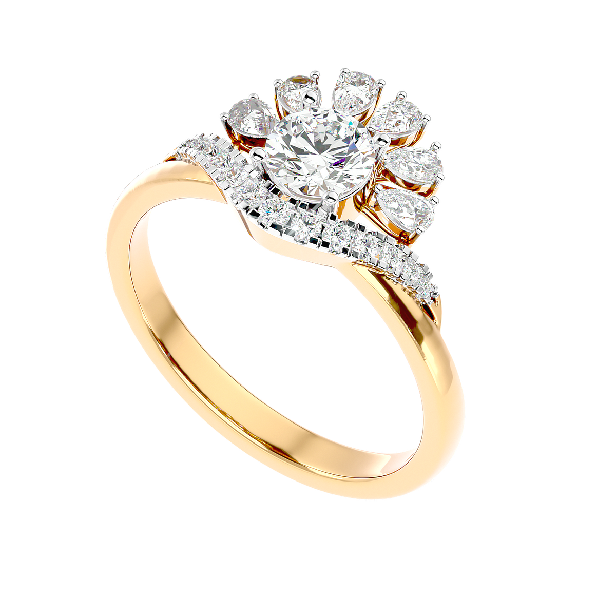 Floral Petal Diamond Ring
