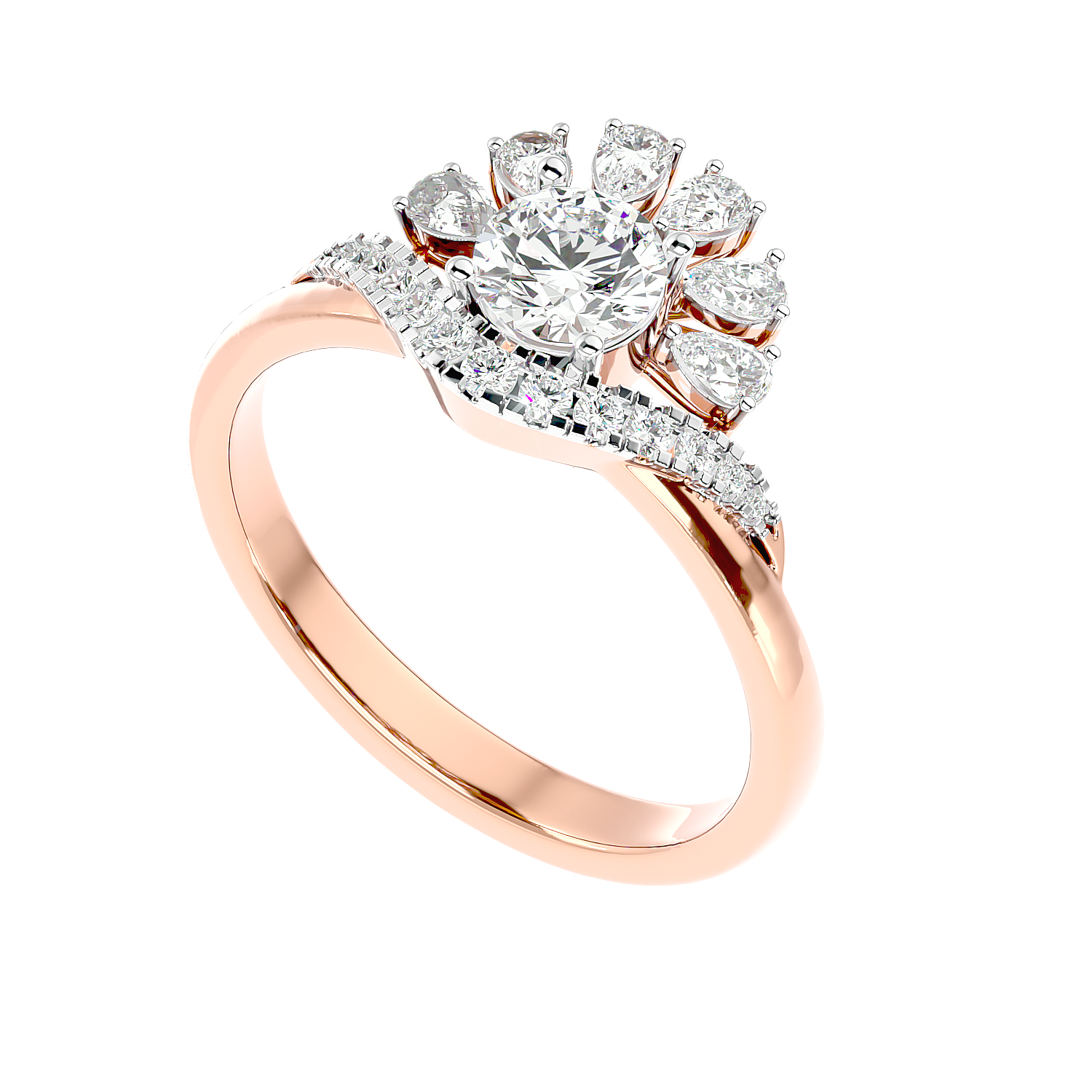 Floral Petal Diamond Ring