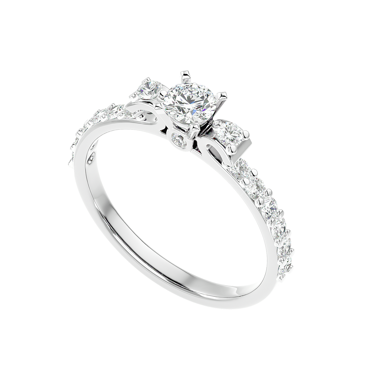 Cluster Shoulder Diamond Ring