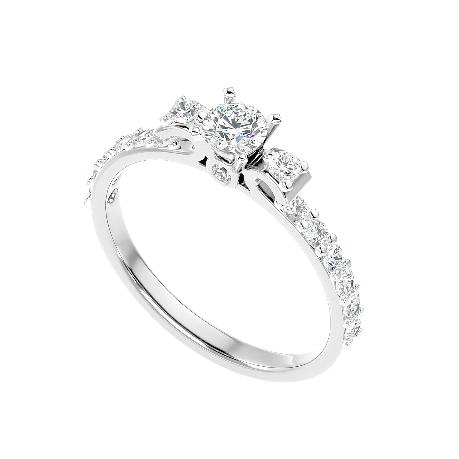 Cluster Shoulder Diamond Ring