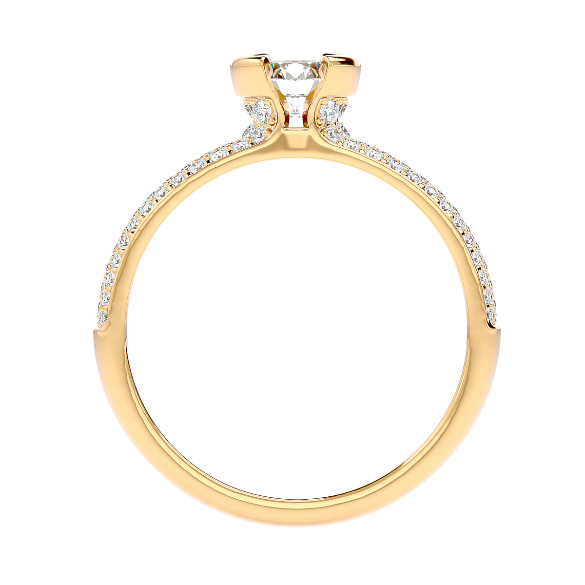 Curved Prong Pave Diamond Ring