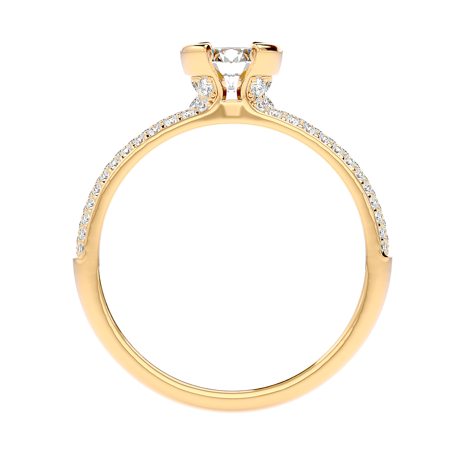 Curved Prong Pave Diamond Ring