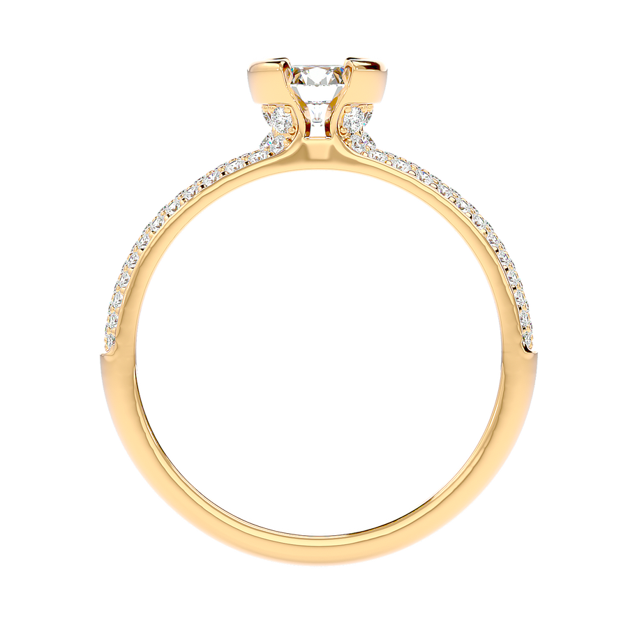 Curved Prong Pave Diamond Ring