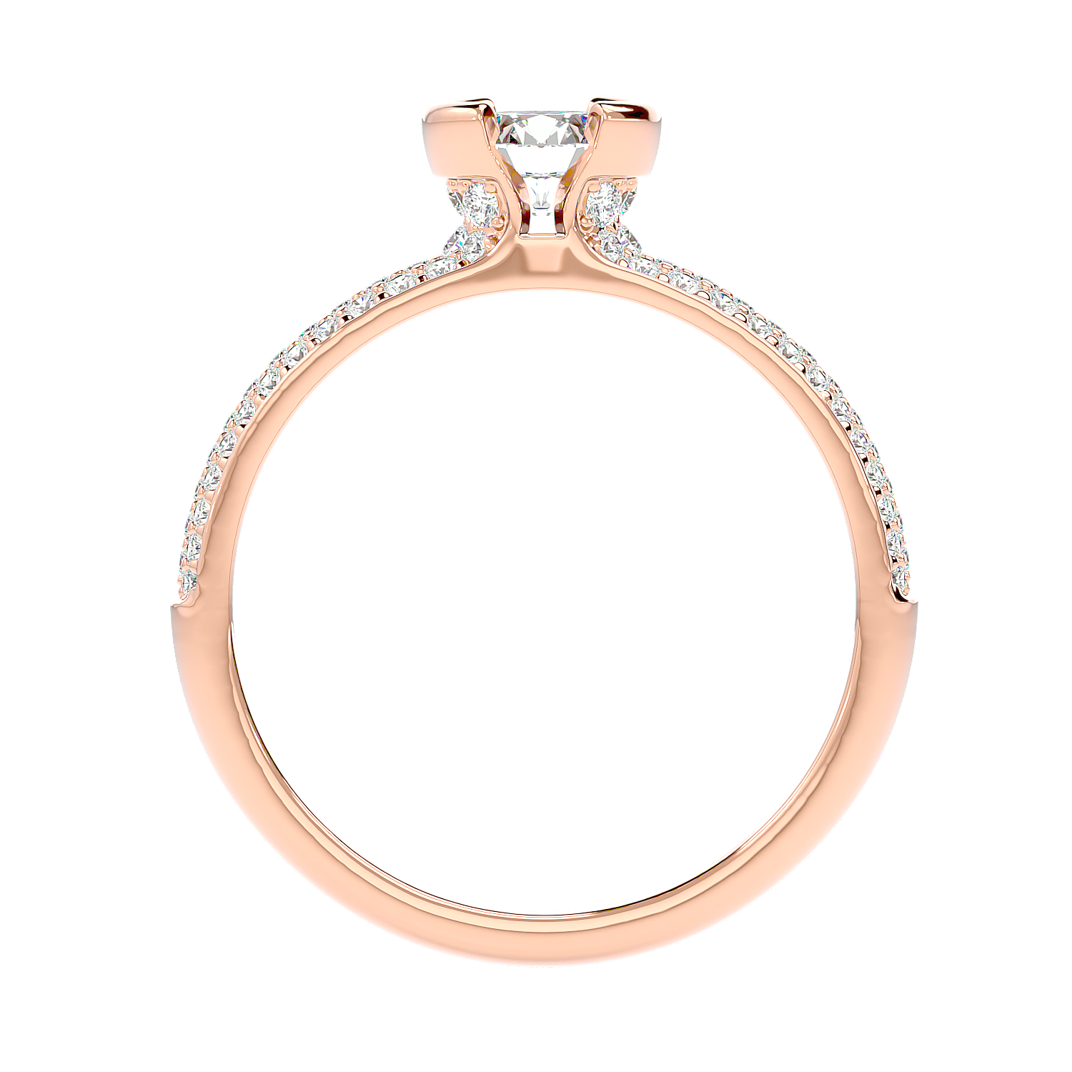 Curved Prong Pave Diamond Ring