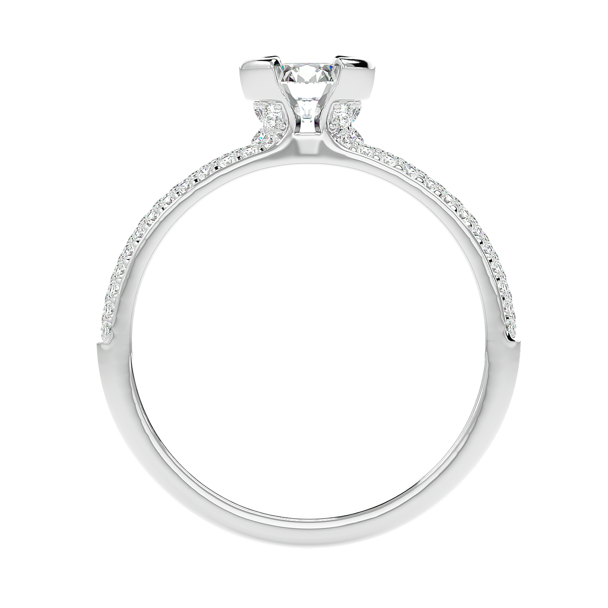 Curved Prong Pave Diamond Ring