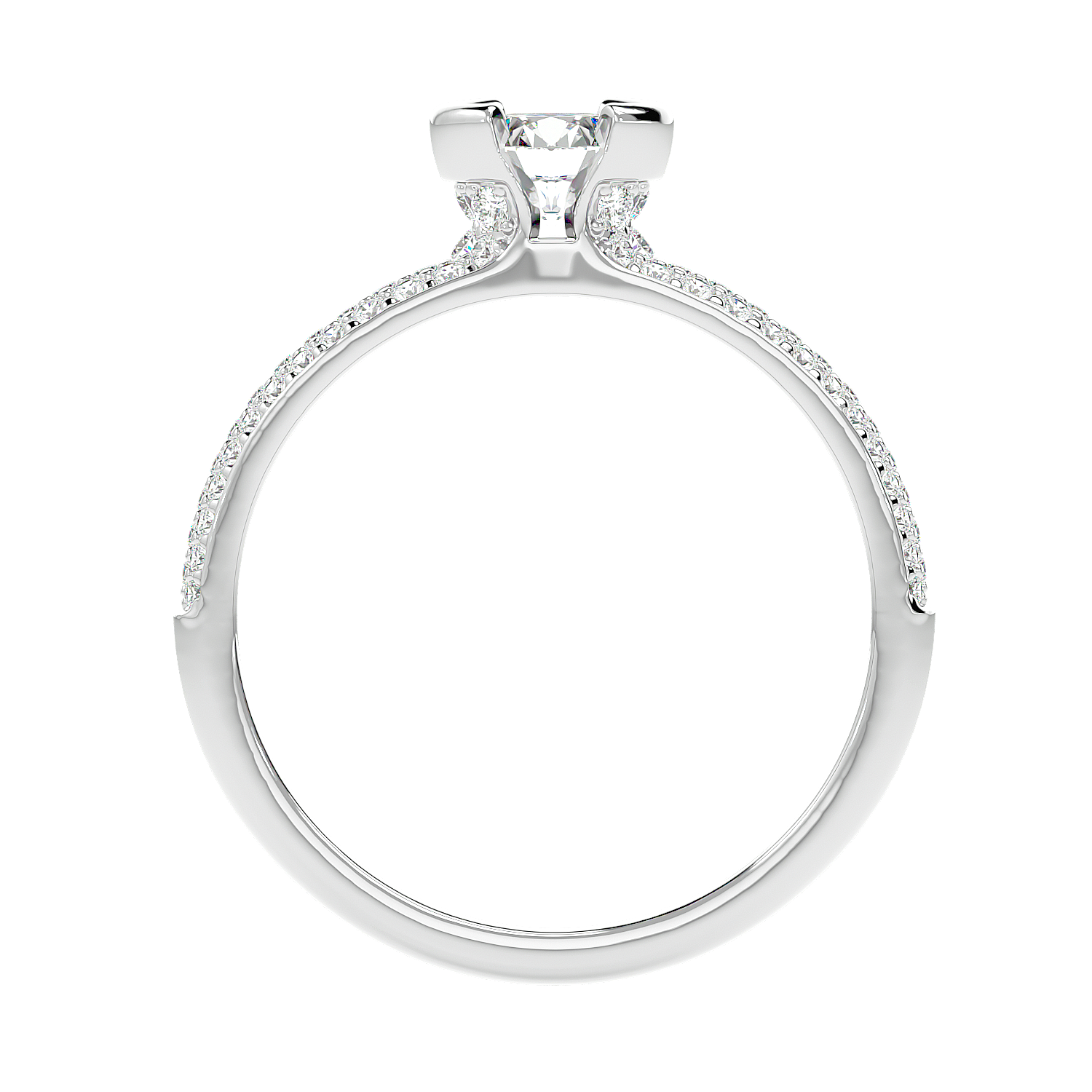 Curved Prong Pave Diamond Ring