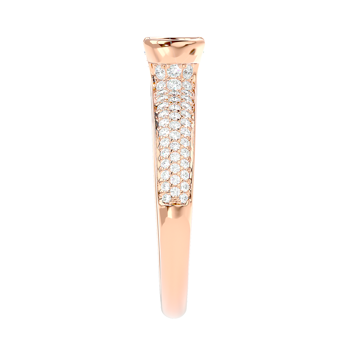 Curved Prong Pave Diamond Ring