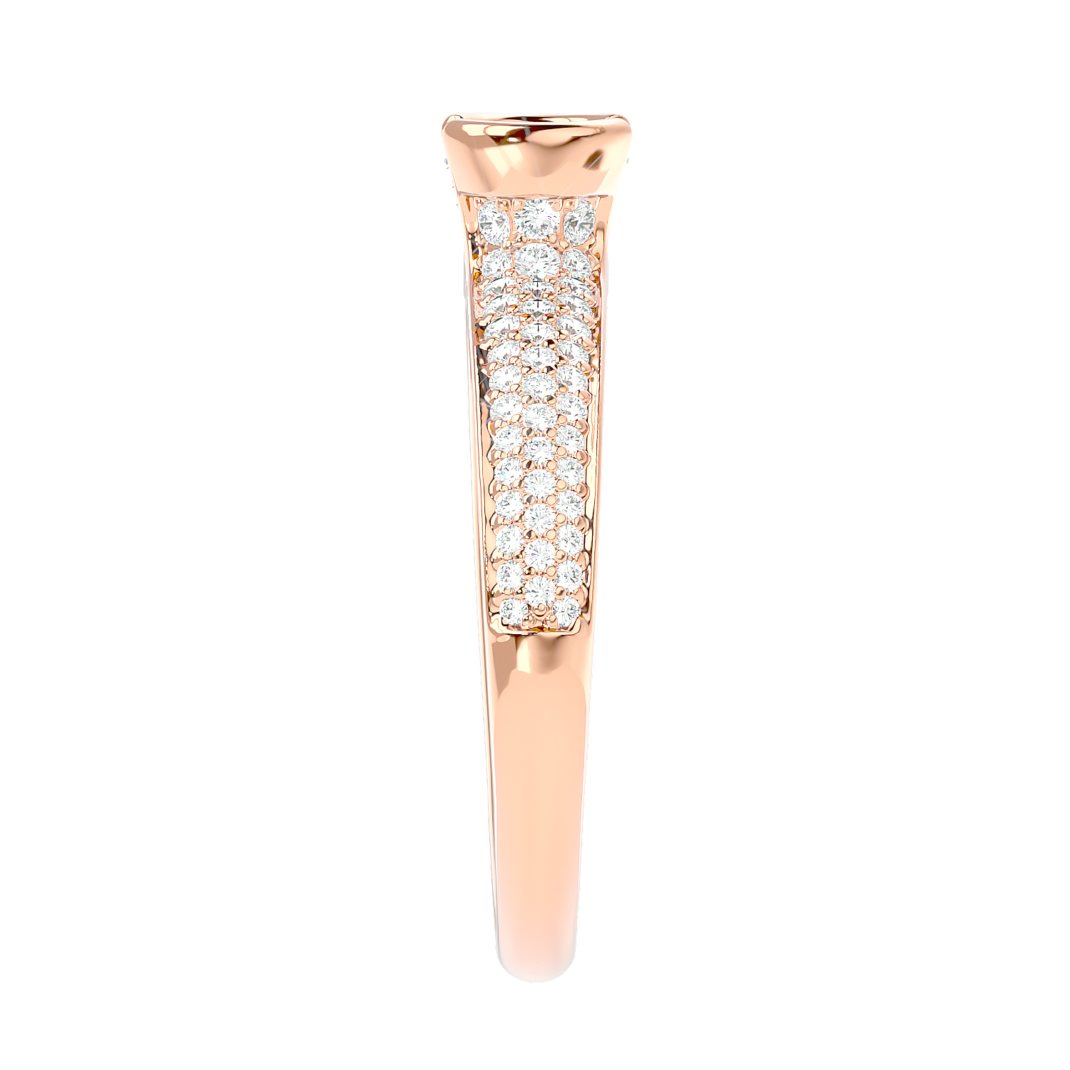 Curved Prong Pave Diamond Ring