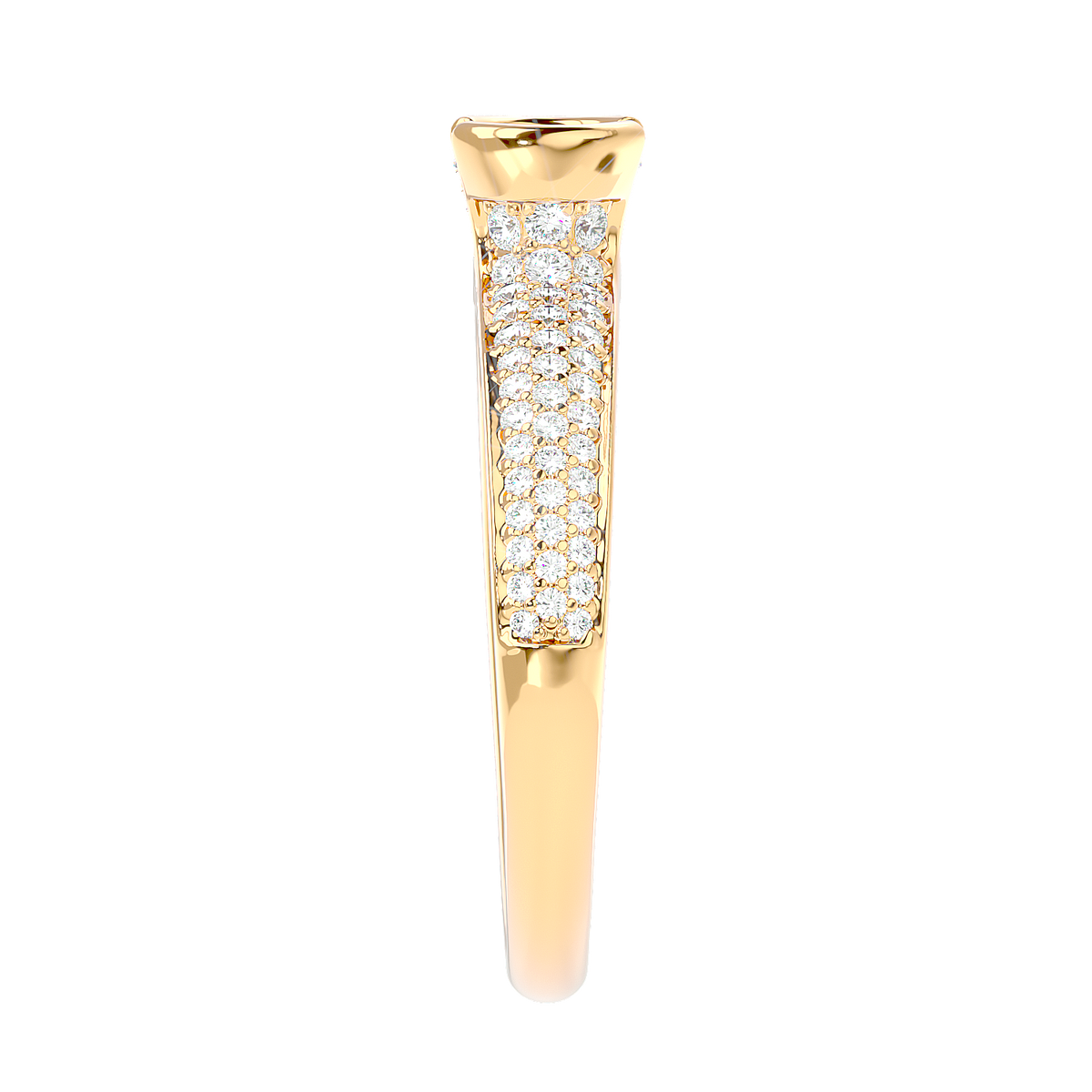 Curved Prong Pave Diamond Ring