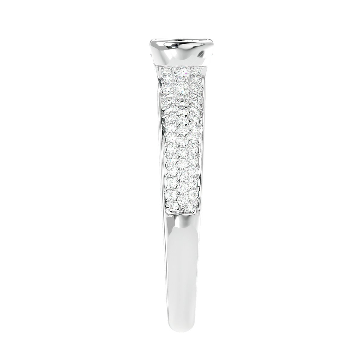 Curved Prong Pave Diamond Ring