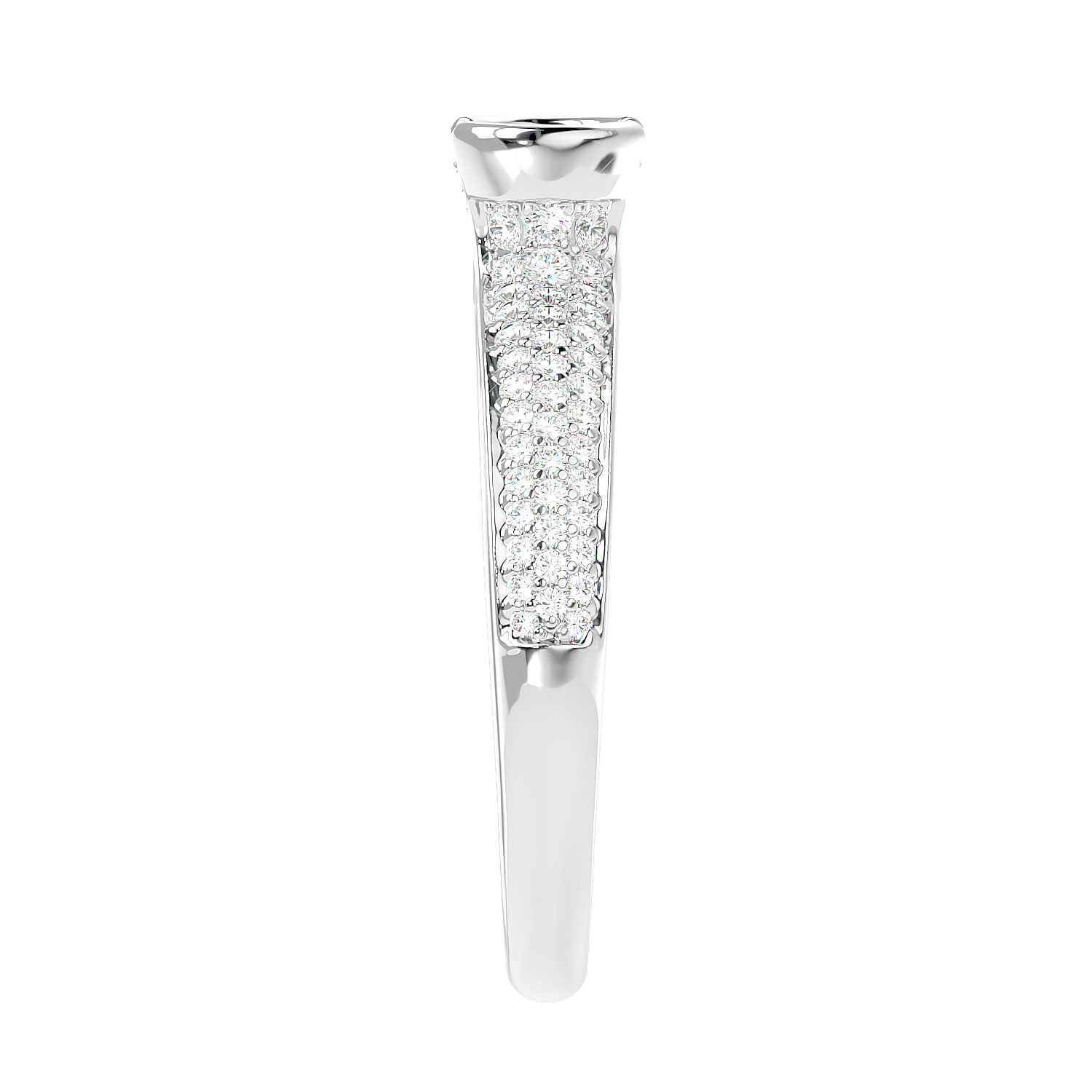Curved Prong Pave Diamond Ring