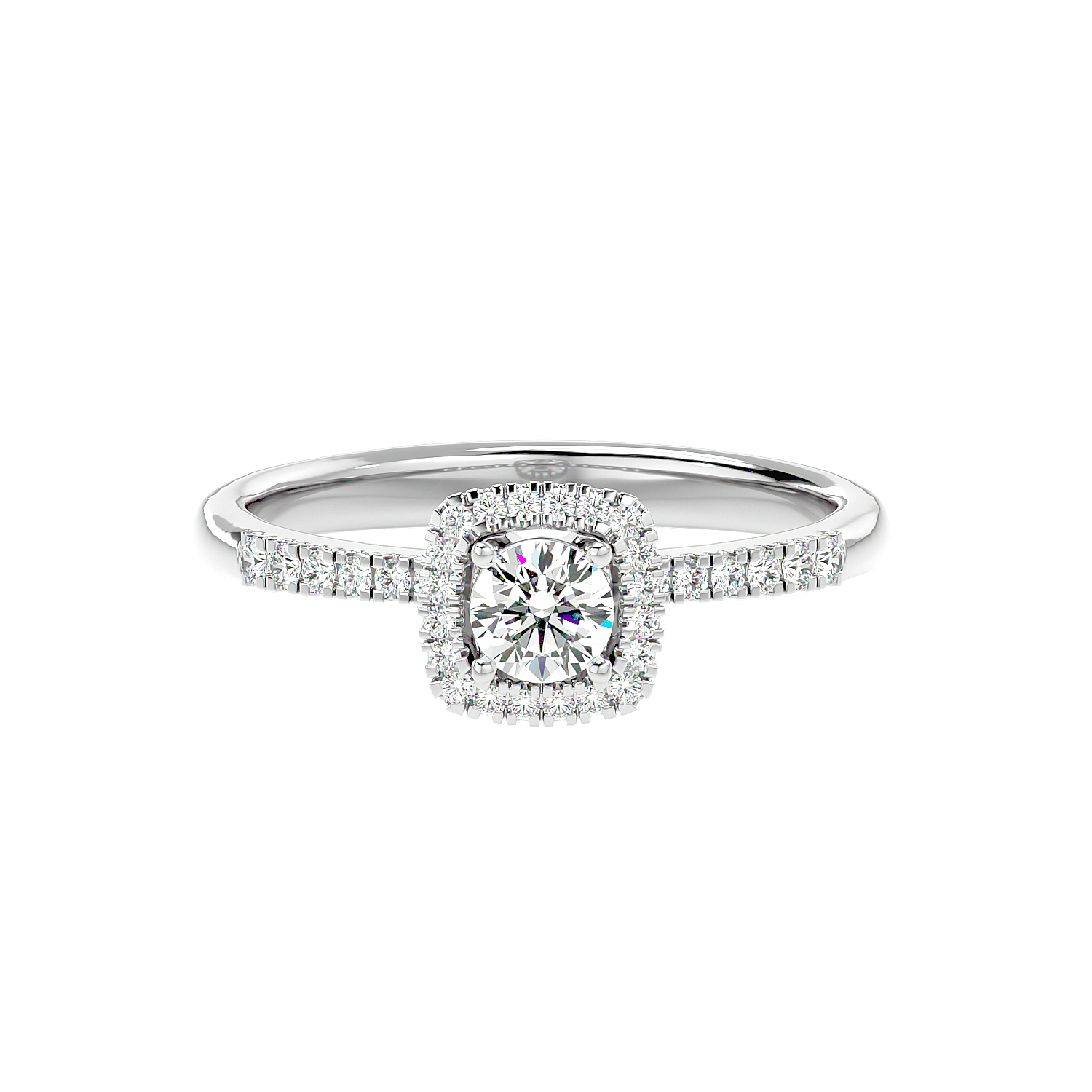 Cushion Halo Solitaire Diamond Ring