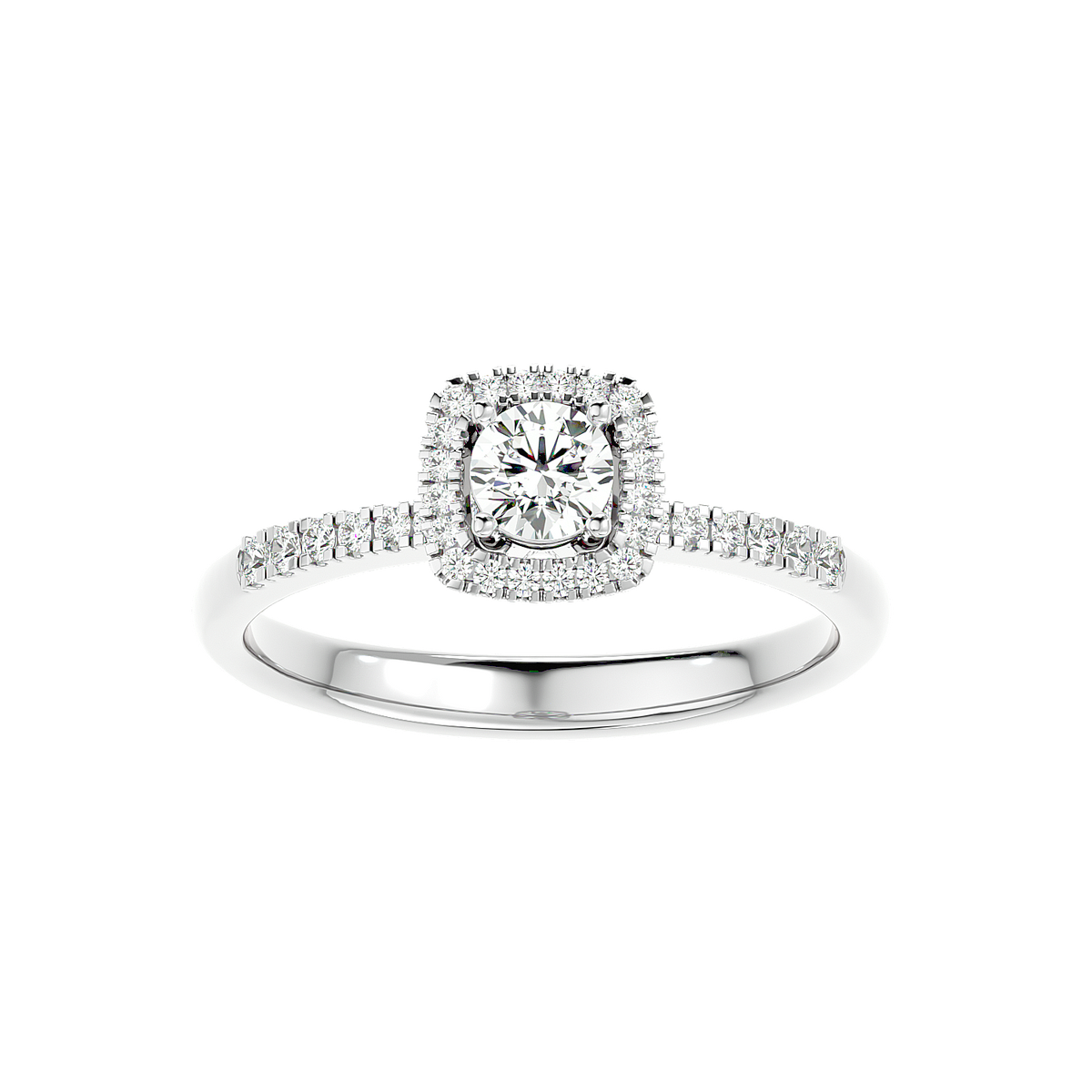 Cushion Halo Solitaire Diamond Ring