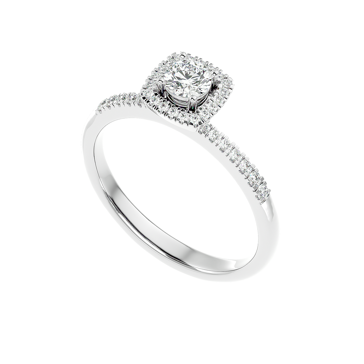 Cushion Halo Solitaire Diamond Ring