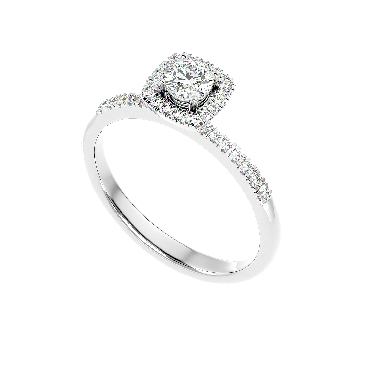 Cushion Halo Solitaire Diamond Ring