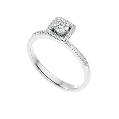 Cushion Halo Solitaire Diamond Ring