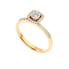 Cushion Halo Solitaire Diamond Ring
