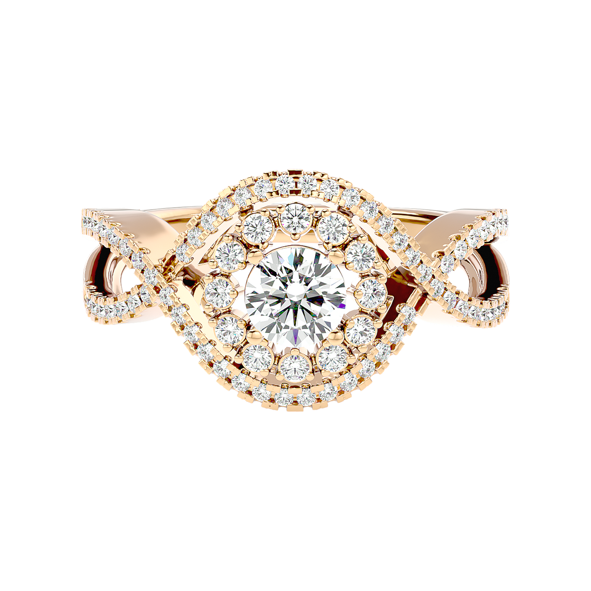 Twisted Halo Diamond Ring
