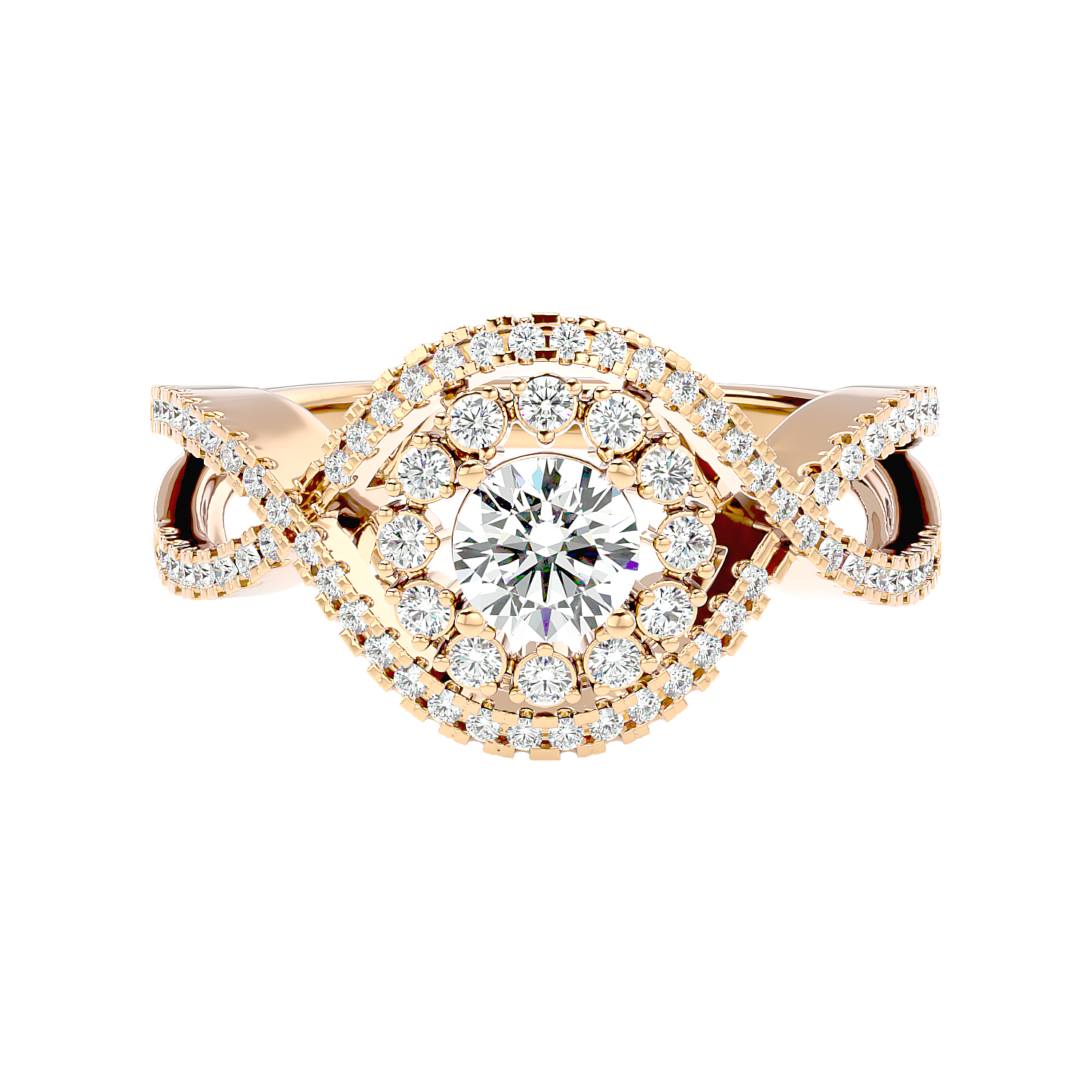 Twisted Haloo Diamond Ring
