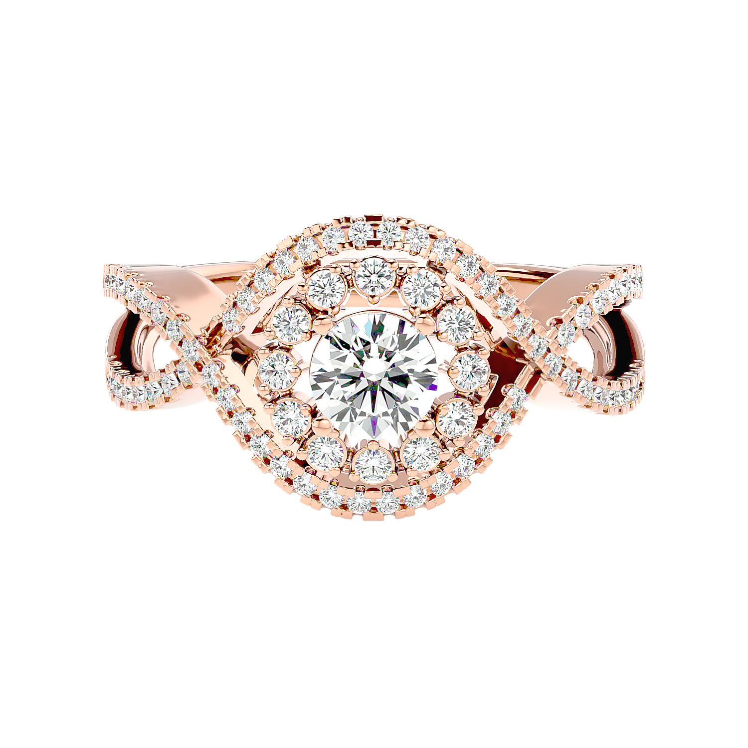 Twisted Haloo Diamond Ring