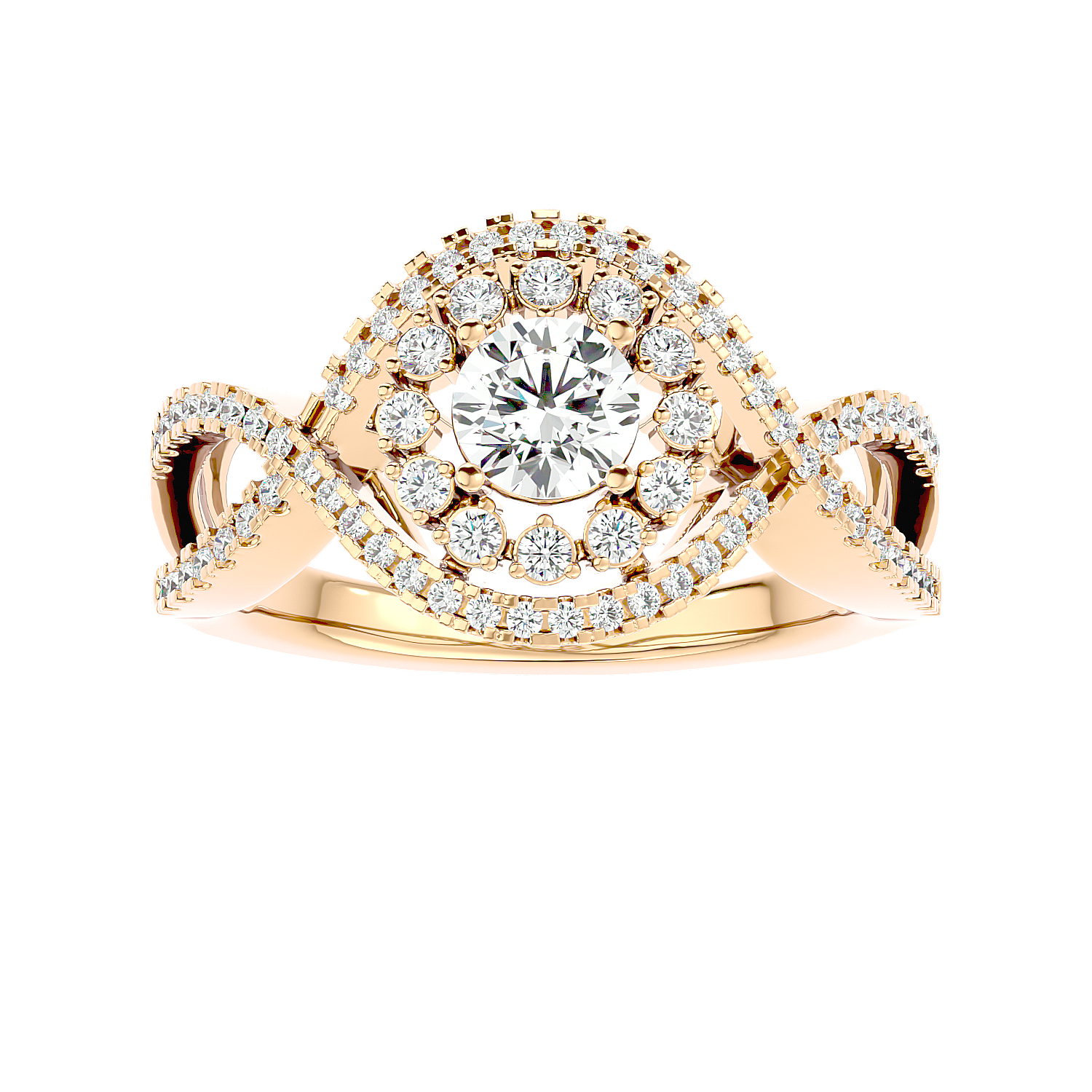 Twisted Haloo Diamond Ring