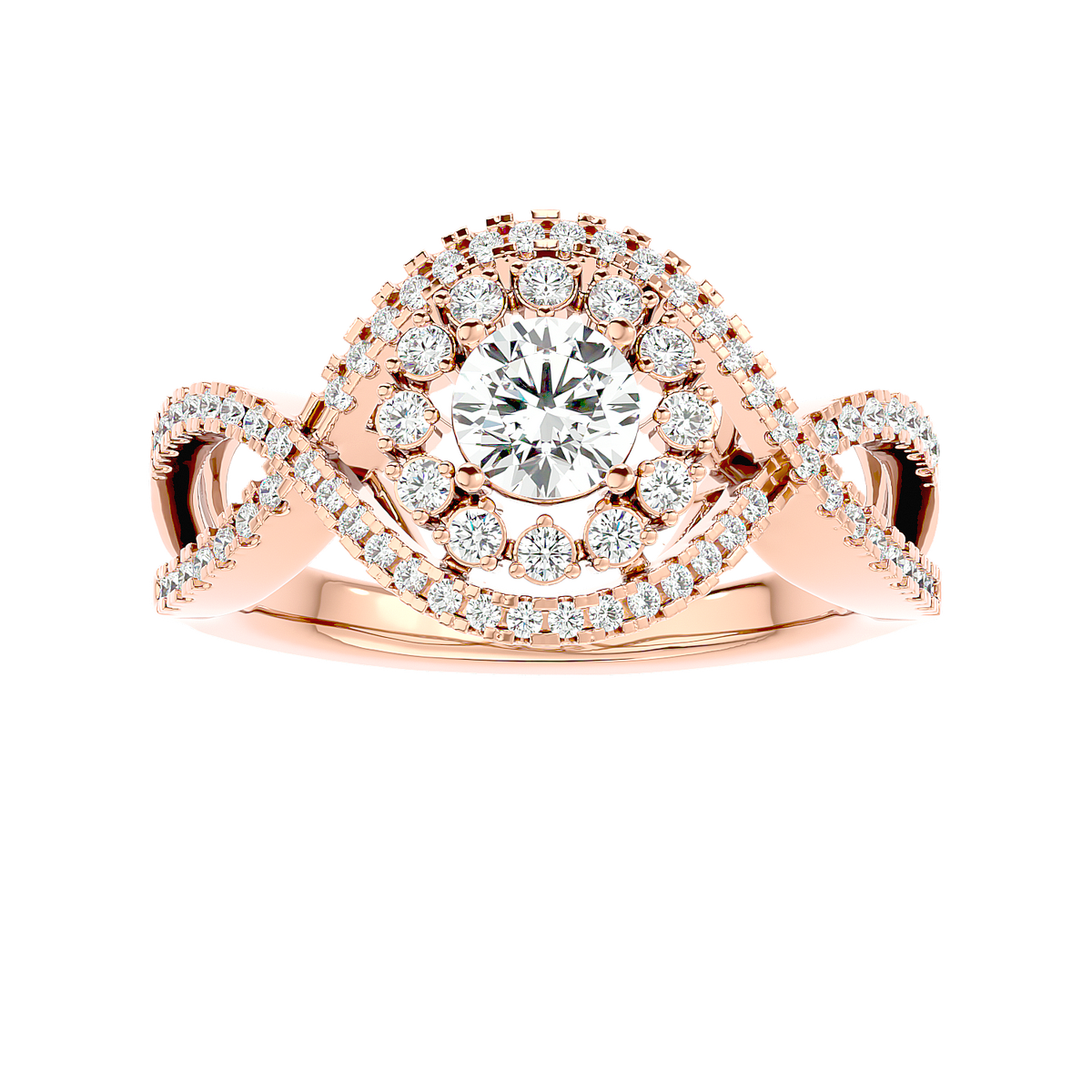 Twisted Halo Diamond Ring