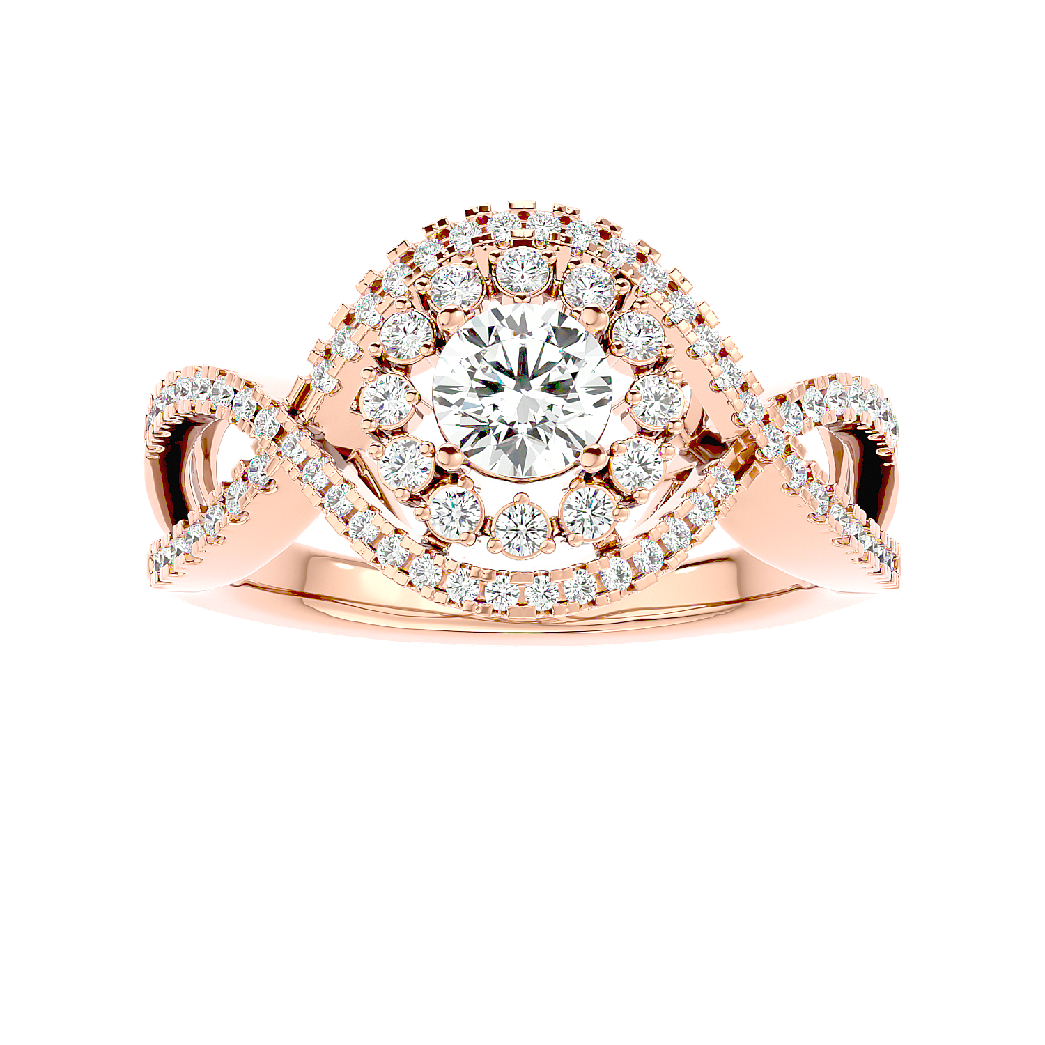 Twisted Haloo Diamond Ring