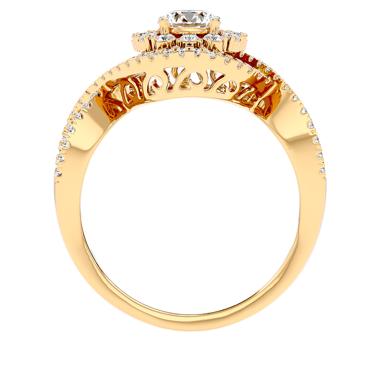 Twisted Halo Diamond Ring