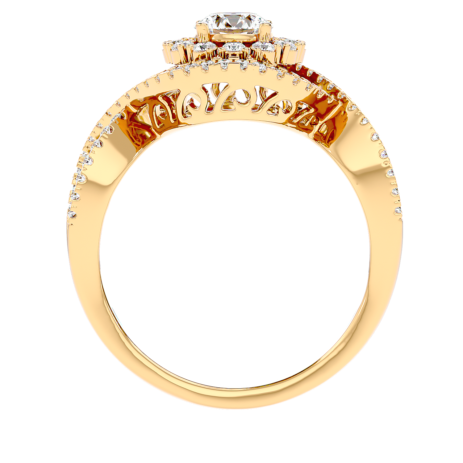 Twisted Haloo Diamond Ring