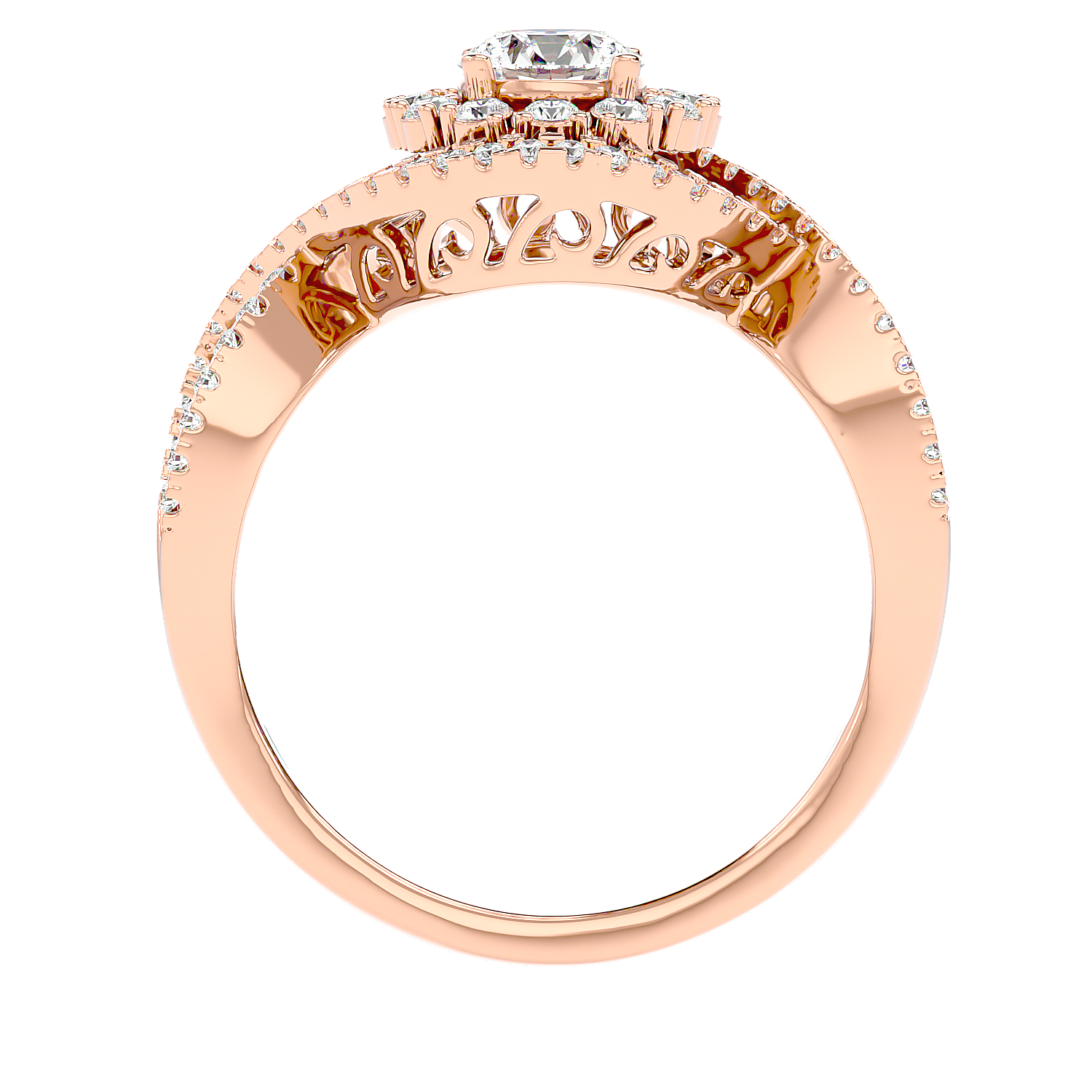 Twisted Haloo Diamond Ring