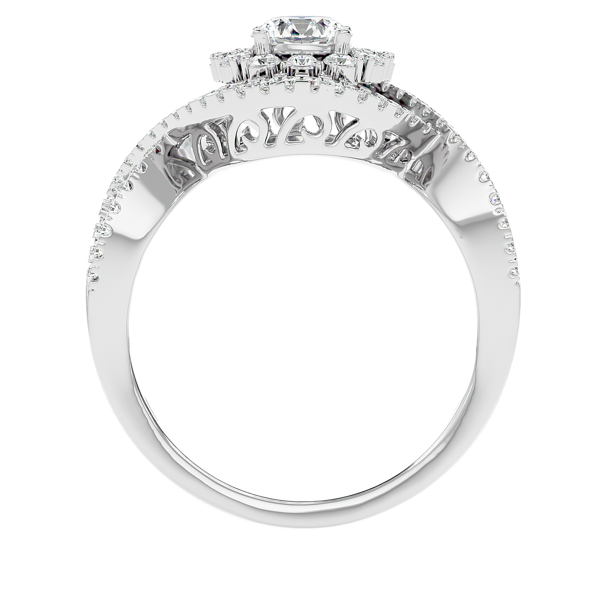 Twisted Halo Diamond Ring