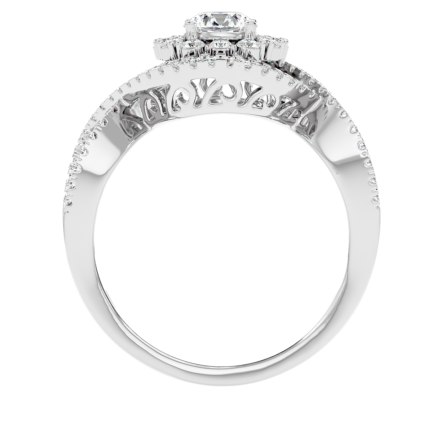 Twisted Haloo Diamond Ring
