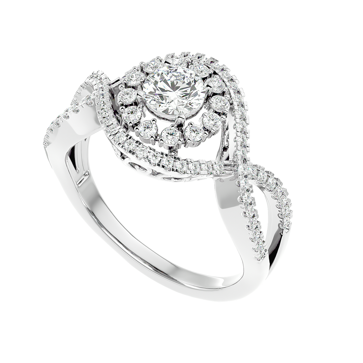 Twisted Halo Diamond Ring