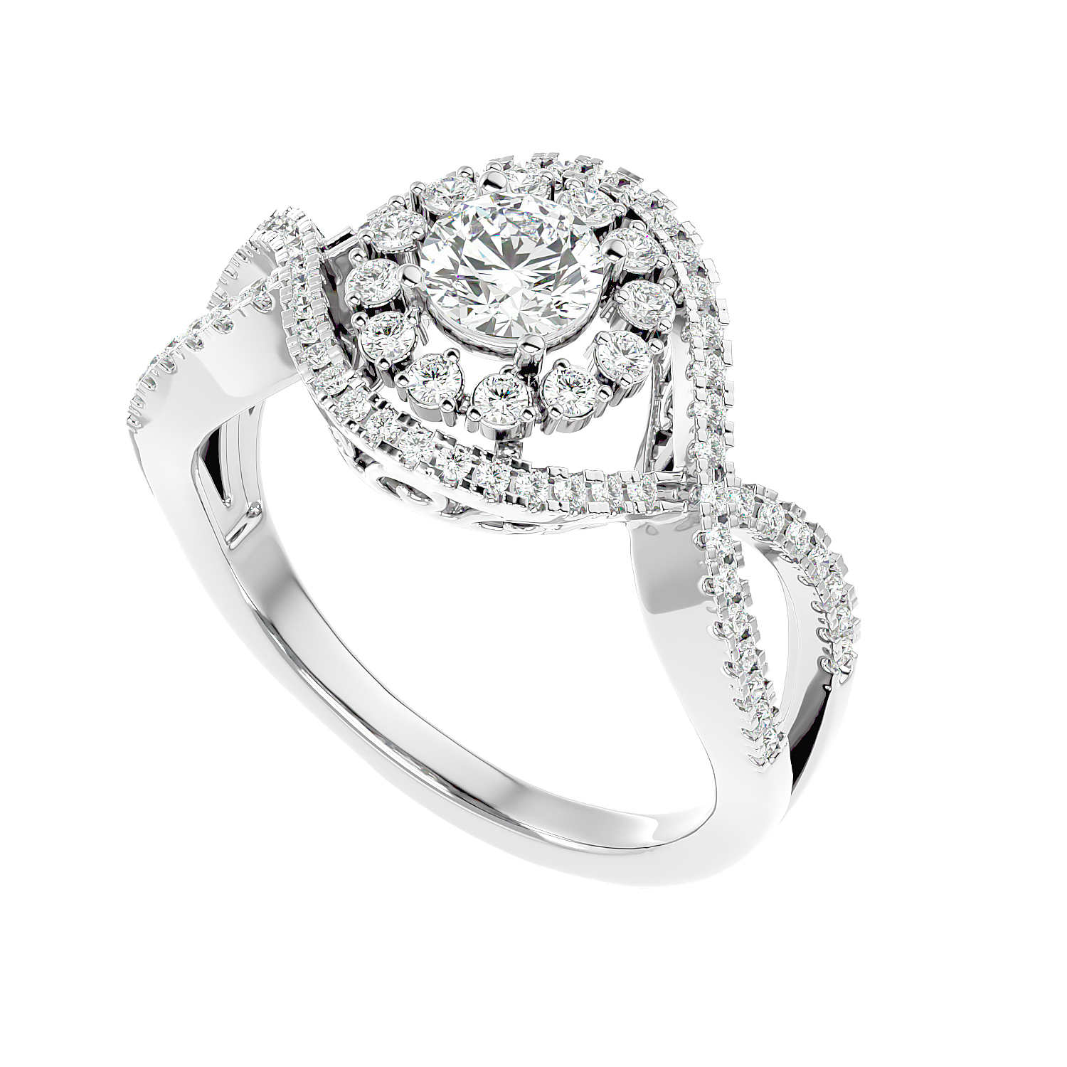 Twisted Haloo Diamond Ring