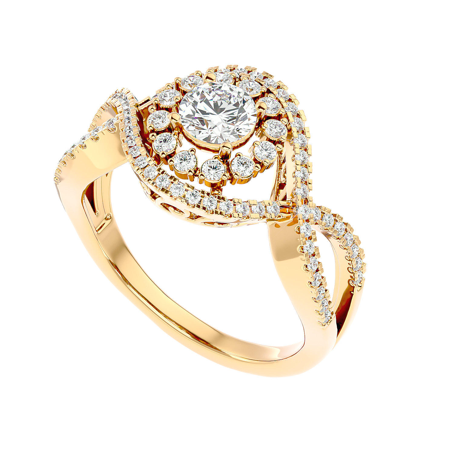 Twisted Haloo Diamond Ring