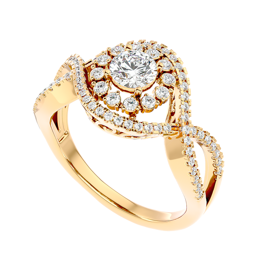 Twisted Haloo Diamond Ring