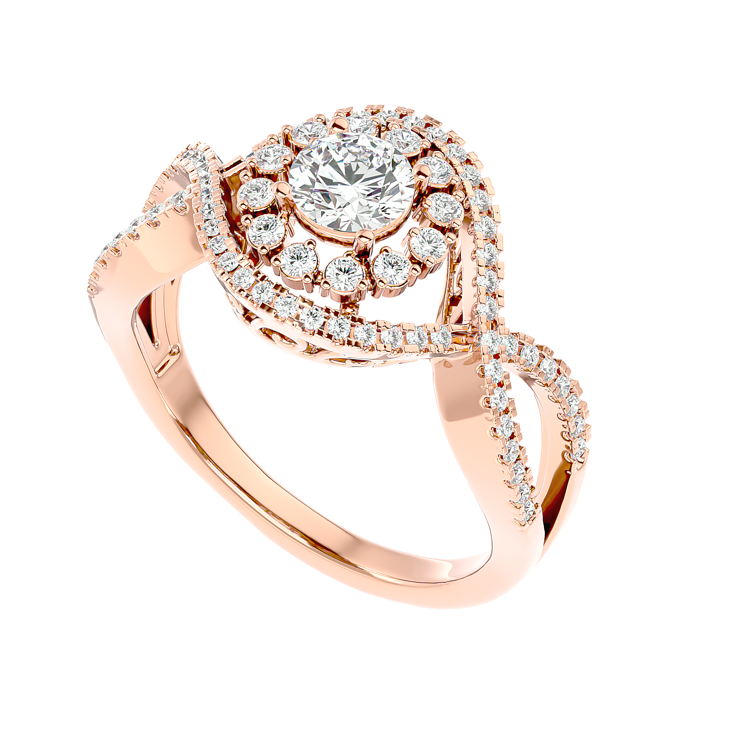 Twisted Haloo Diamond Ring