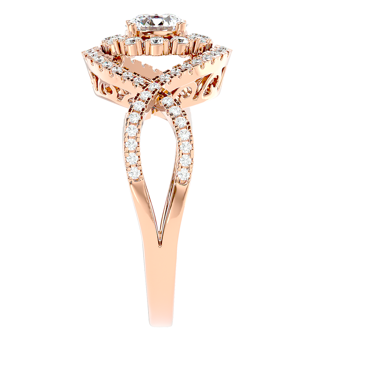Twisted Halo Diamond Ring