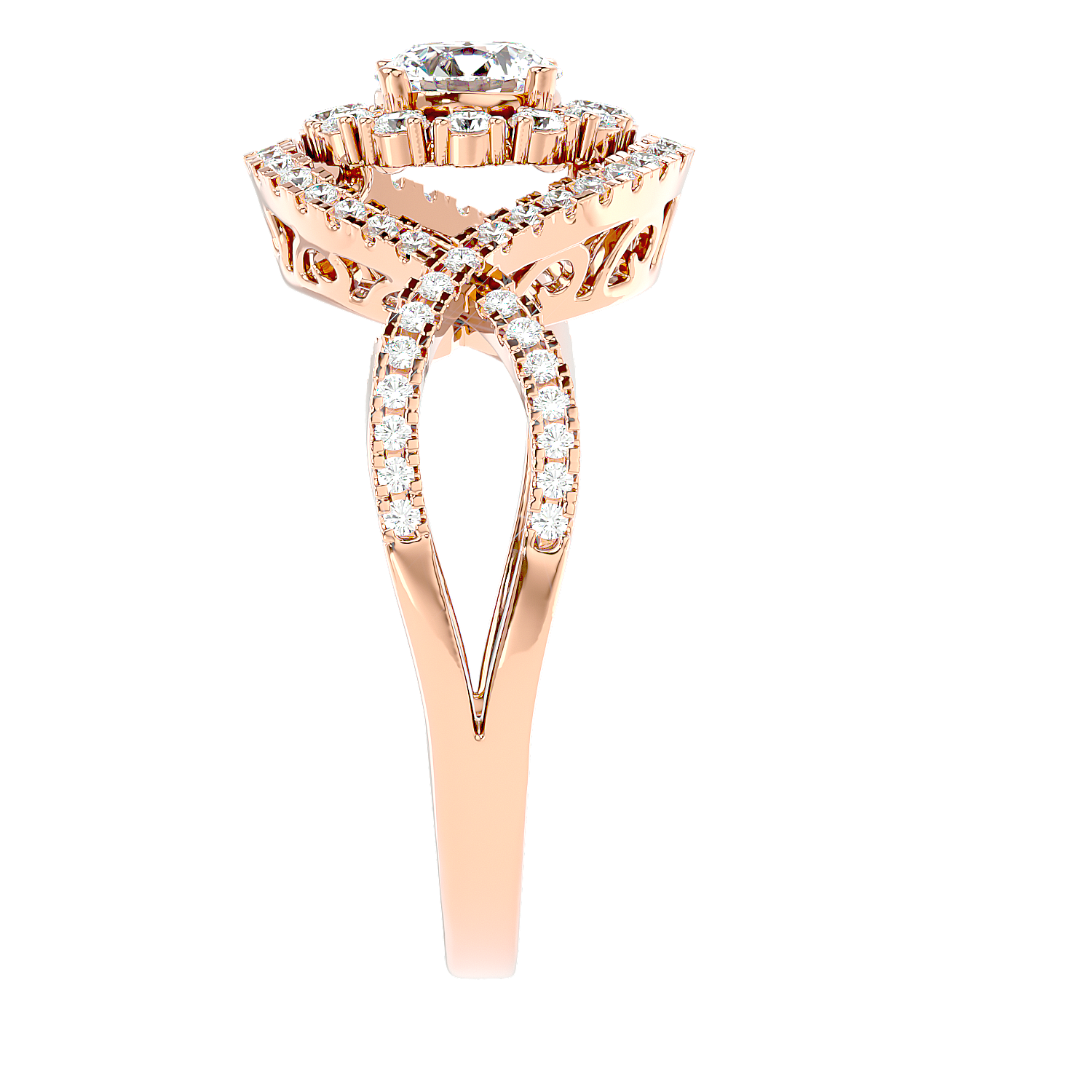 Twisted Haloo Diamond Ring