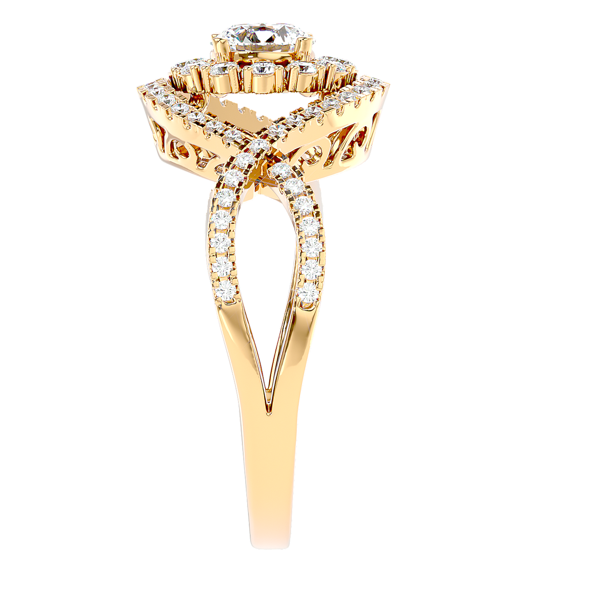 Twisted Halo Diamond Ring