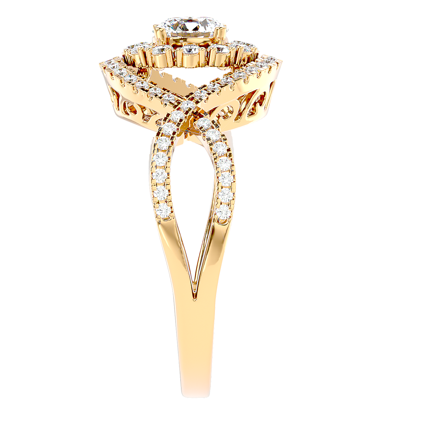 Twisted Haloo Diamond Ring