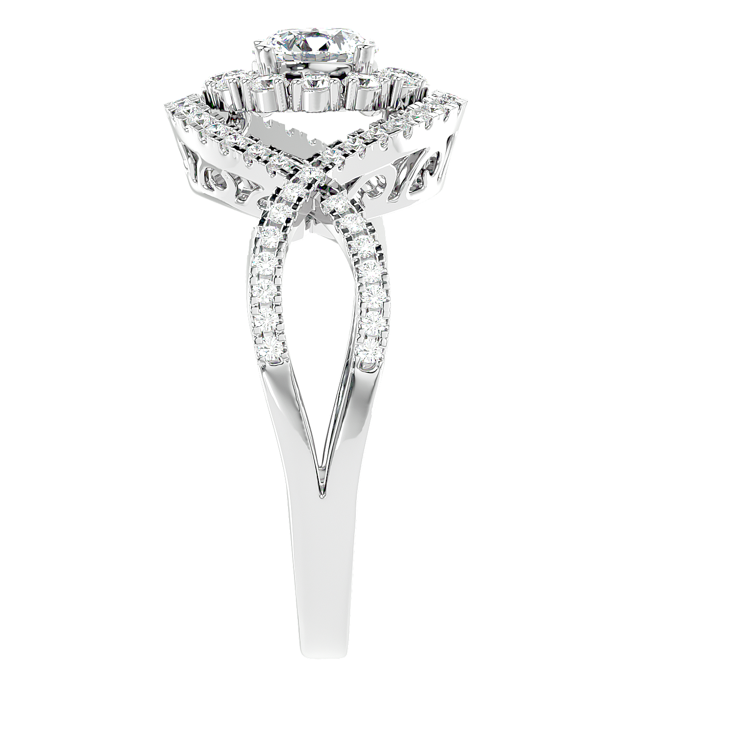 Twisted Haloo Diamond Ring