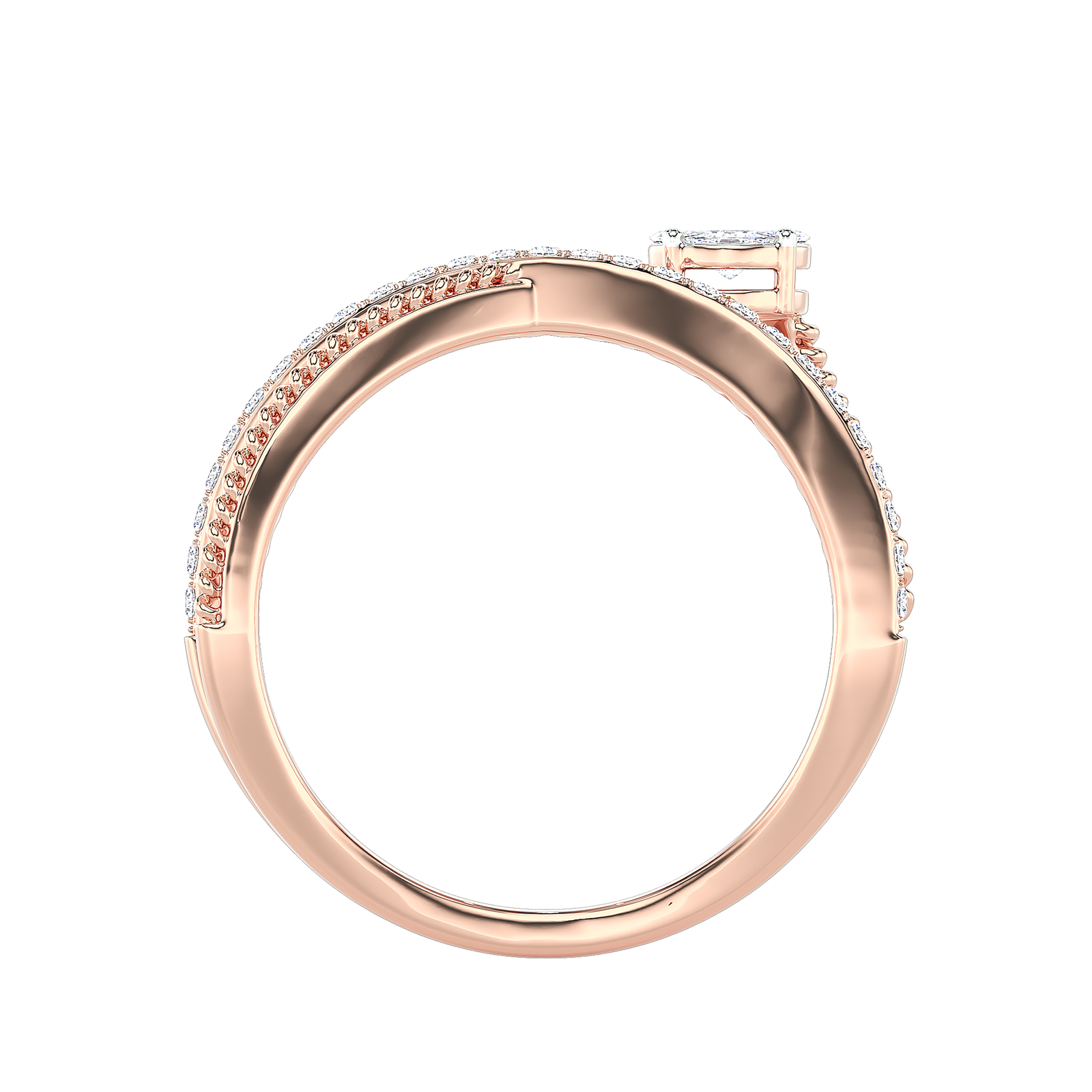 Crossover Rope Detail Diamond Ring